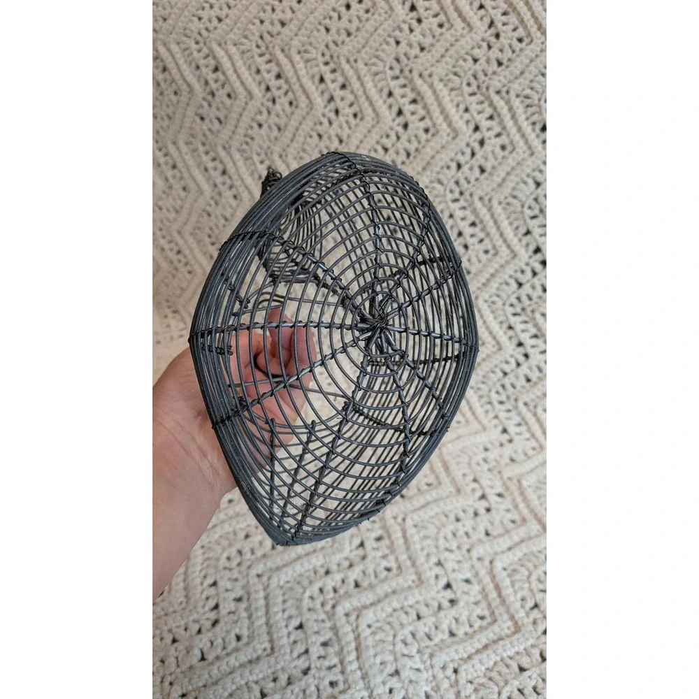 Vintage Farmhouse Wire Chicken Egg Basket Rustic Hen Decor Dark Metal 9 Inch